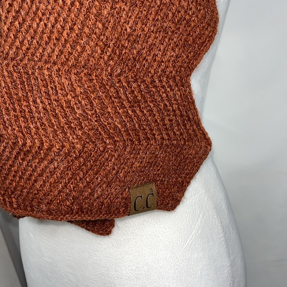 C.C Beanie Chevron Knit Scarf SF9000 in rust color - Picture 5 of 7